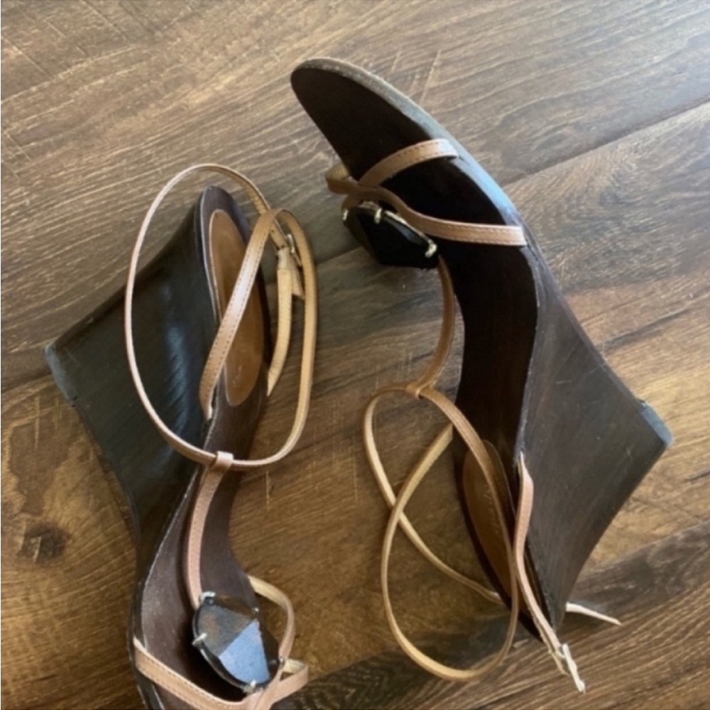 Kate Spade shoes sandals calfskin leather brown with gemstone size 8 - Picture 3 of 11